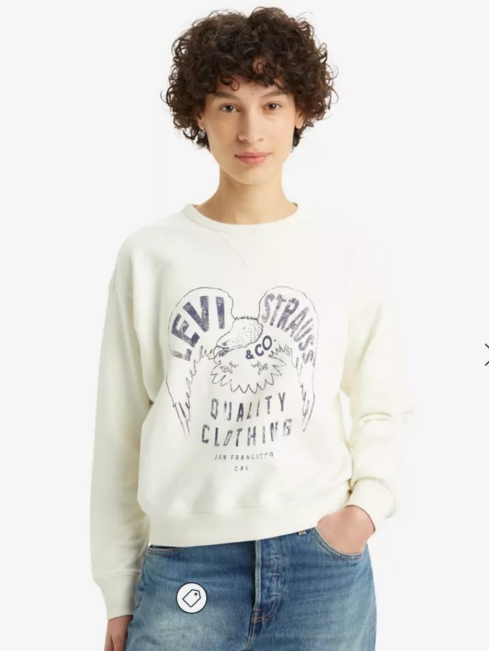 Like New* Levi's Clean Cream White Sweatshirt Eagle Logo Lightweight Women's M
